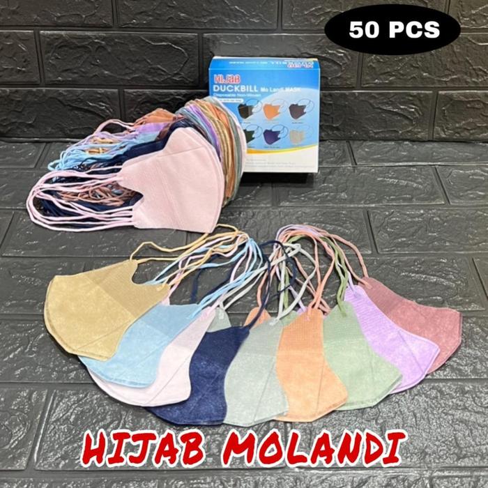 Gambar MASKER DUCKBILL HIJAB / MASKER DUCKBILL HEADLOOP GARIS ISI 50 PCS - MIX HIJAB MOLANDI dari MISSDESTORE undefined Tokopedia