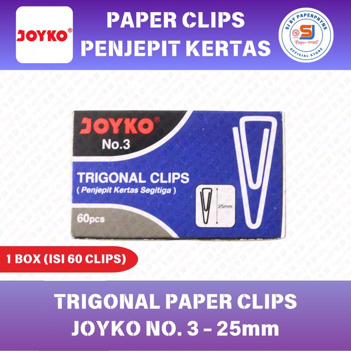 Gambar Trigonal Paper Clips / Penjepit Kertas Segitiga Joyko No. 3 - 25mm (1 BOX ISI 60 CLIPS) dari SJ by PaperPryns Official undefined Tokopedia
