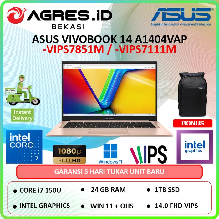 Gambar Asus Vivobook 14 A1404VAP Core i7 150U Ram 24Gb 1Tbssd Win11+Ohs 14.0Fhd Vips Blue, TerraCotta & Silver - Unit + Free AGP, Ram 8Gb/512ssd, Blue dari Agres ID Bekasi undefined Tokopedia