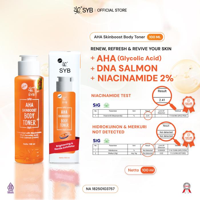 Gambar NEW SYB AHA Skinboost Body Toner [Toner Badan dengan kandungan Glycolic Acid, DNA Salmon & Niacinamide 2%] - 1PCS - AHA TONER dari SYB undefined Tokopedia