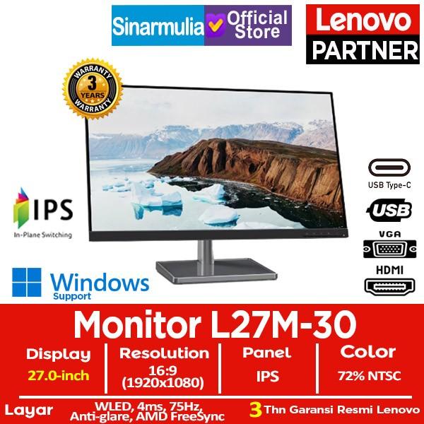 Gambar Monitor LED Lenovo L27m-30 27" IPS 75Hz 4ms HDMI VGA Eye Caring dari Sinarmulia Makassar undefined Tokopedia