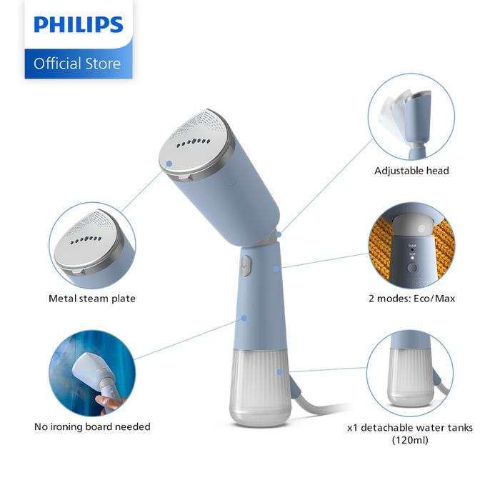 Gambar Philips Handheld Steamer STH-5020 5000 Series - STH5020 Setrika Uap Portable STH 5020 - STH5020/20 Biru dari Toko AMAC undefined Tokopedia