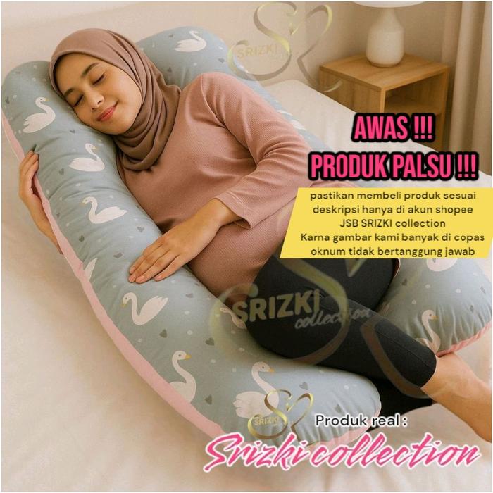Gambar Srizki Collection Bantal Ibu Hamil jumbo Premium 120x75cm Sarung Bisa Dilepas Anti Pegal Sakit Pinggang Gratis Tas bantal hamil nyaman dan aman untuk bumil - angsa pink abu dari SRIZKI collection undefined Tokopedia