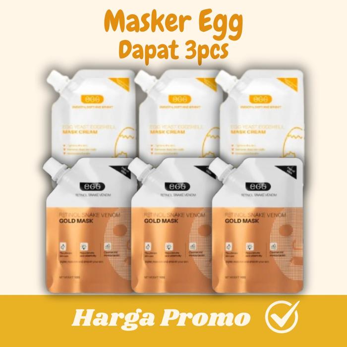 Gambar [BUNDLING 3PCS] EGG MASK RETINOL SNAKE VENOM GOLD MASK EGG YEAST EGGSHEL MASK CREAM 100gr - ISI 3PCS MASKER CANGKANG TELUR dari elfaza skincare undefined Tokopedia