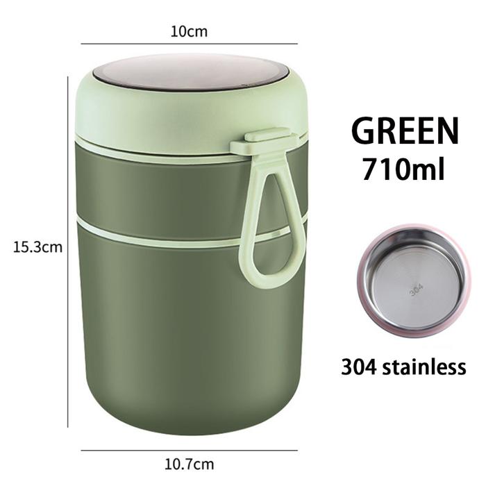 Gambar 316 kotak makan siang stainless steel menjaga kotak makan siang yang berisi 304 cangkir sarapan microwave jepang bisa portabel tempat bekal 3 tingkat rantang tahan panas 24 jam tempat  sup - GREEN (710ml) dari FAKITAYANMA undefined Tokopedia