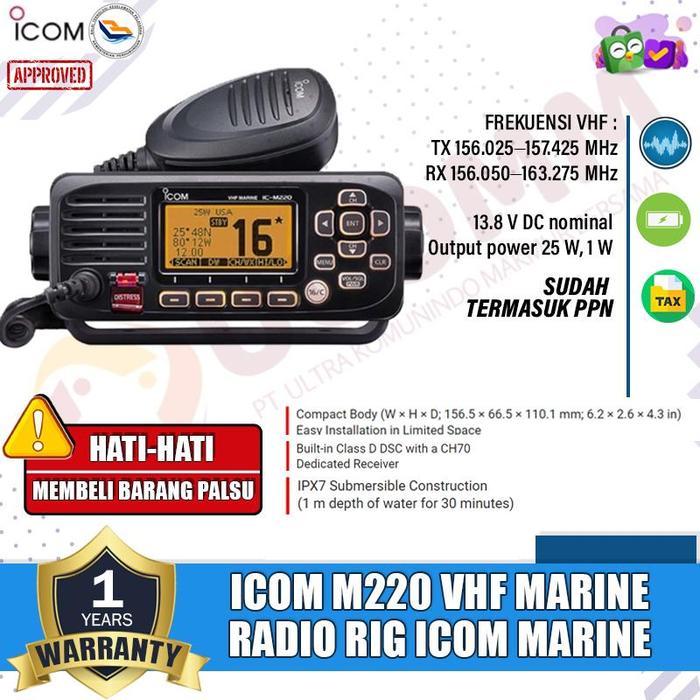 Gambar Icom IC M220 M 220 Vhf Radio Rig Marine Icom M-220 Original Garansi - ICOM M220 dari Ucomm.ID Official Store undefined Tokopedia