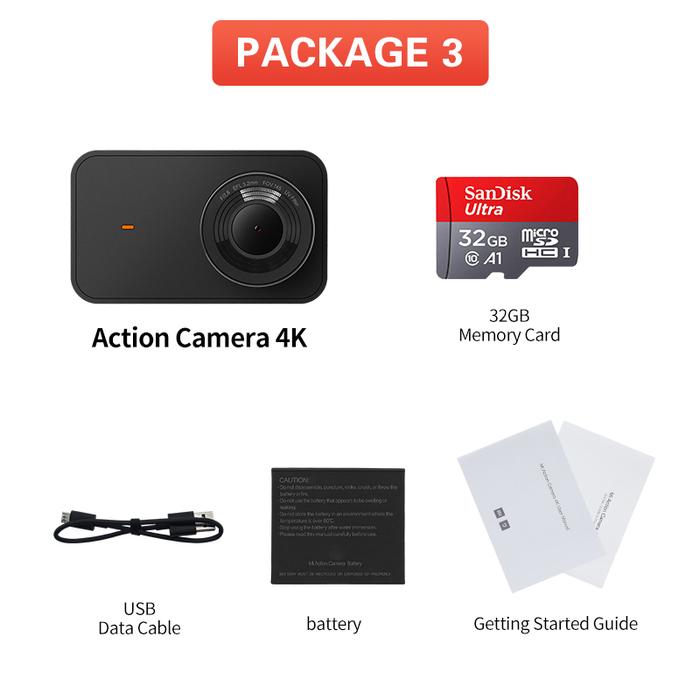 Gambar 4k Action camera 30fps video Ultra HD for XIAOMI MIJIA mini camera Dash cam Go helmet Pro camera - Package 3 (32GB TF) dari Etxela undefined Tokopedia
