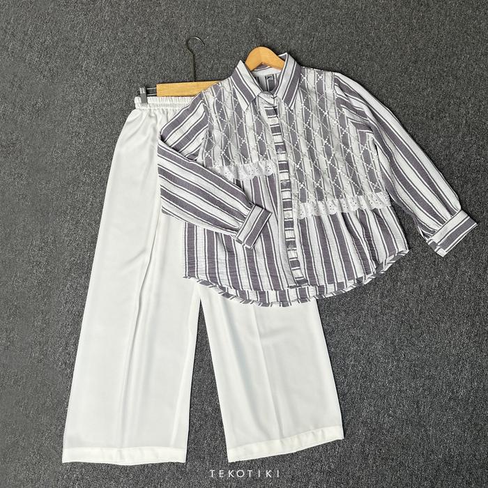 Gambar Setelan One Set Zevana Crinkle salur Set Celana dari ESHASCARF_NEW undefined 5 Tokopedia