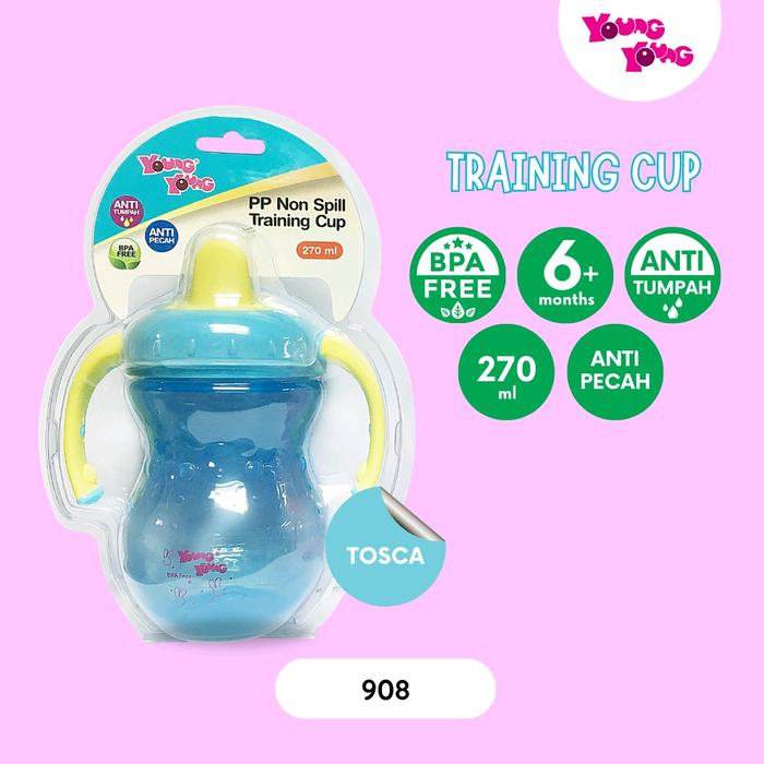 Gambar Young Young Training Cup 270ml#908,Botol Belajar Minum Anak Tanpa Sedotan Warna Tosca/Merah 270ml- Bottles, Water Kitchenware Tumpah Bayi - Tosca(908) dari Young Young Products undefined Tokopedia