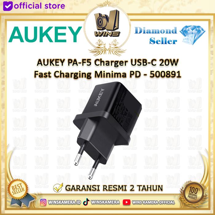 Gambar AUKEY PA-F5 Charger USB-C 20W Fast Charging Minima PD - BLACK dari WINS OFFICIAL STORE undefined Tokopedia