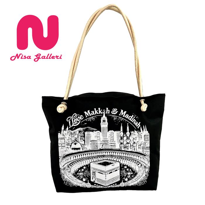 Gambar Paket Hemat tas tote Kemasan untuk oleh oleh haji dan umroh isi 7 pcs - Paket Haramain Hitam dari NISA GALLERI_NEW undefined Tokopedia