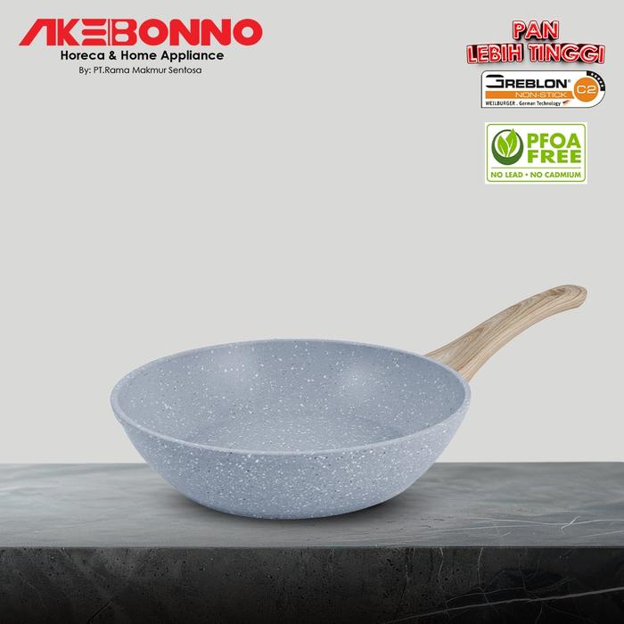 Gambar AKEBONNO - Deep Frypan Diecast Greblon/Wajan/Pan Penggoreng Induksi Anti Lengket Mint Stone 20-24Cm - 22cm dari Akebonno undefined Tokopedia