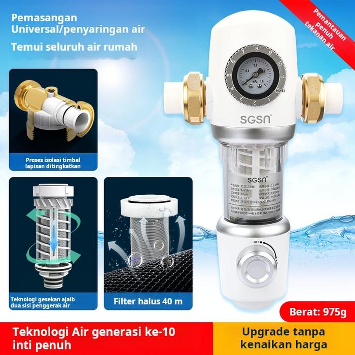 Gambar Filter Air Utama Otomatis, Cuci Balik Sendiri, Filter Permanen, Untuk Seluruh Rumah - Ada pressure gauge-nya dari WaterMax Shop undefined Tokopedia