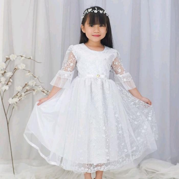 Gambar Gaun Pesta Anak Perempuan Dress Cantik Bordir Mutiara Love Lengan 3/4 Usia 1-12 Tahun Fashion Motif - Putih, S (usia 6-12 bulan) dari Aisyahmodefashion undefined Tokopedia