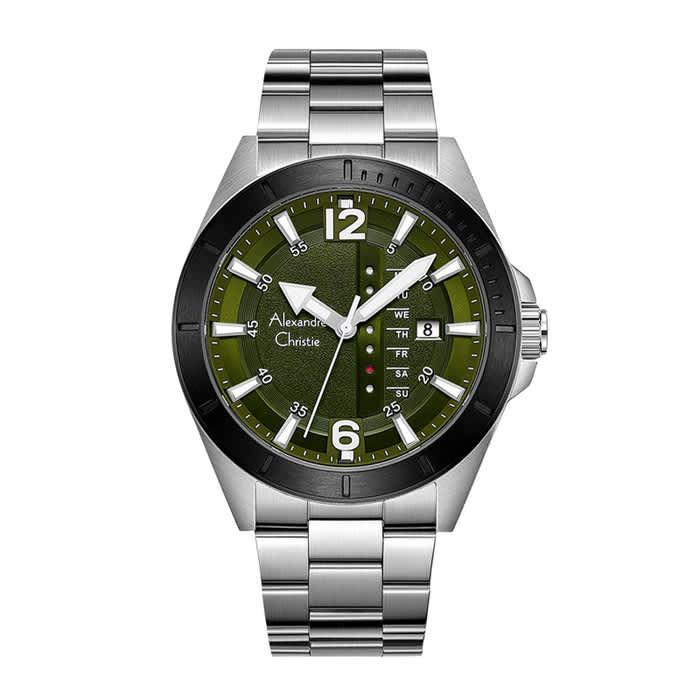 Gambar Jam Tangan Pria Alexandre Christie AC 6535 MEBTBGN - Green Dial, Stainless Steel Strap - Garansi 1 Thn dari Watch Factory undefined Tokopedia