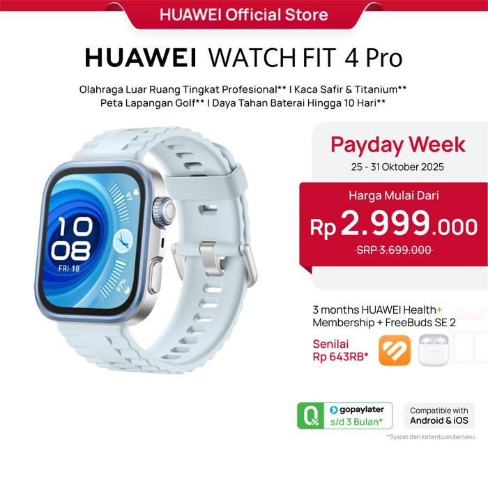 HUAWEI WATCH FIT Series Stylish Design GPS 10-Day Battery Life*  Sports Tracking Health Management (Pro) Blue