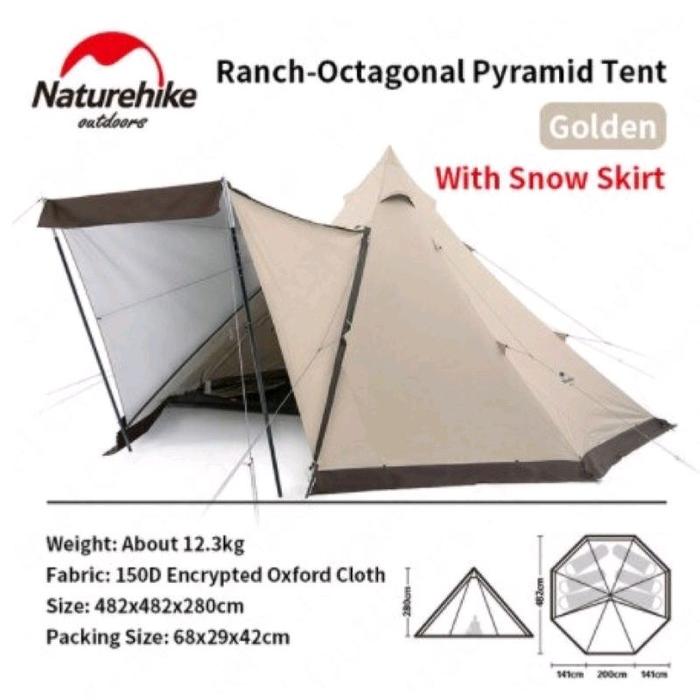 Gambar TENDA RANCH OCTAGONAL PYRAMID NATUREHIKE NH20ZP014 - WITH SNOW SKIRTS dari Omah Alas Adventure undefined Tokopedia
