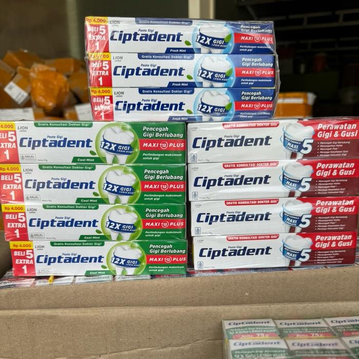Gambar 6pcs ciptadent 75gram (dapat 6pcs pasta gigi kemasan tanggung ) - merah dari Toko Erthagrosir68 undefined Tokopedia