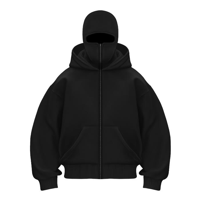 Gambar Hoodie Balaclava zipper sleting pria wanita tebal double kupluk size M sampai XXL - HITAM POLOS, M dari LOCALDISTRO undefined Tokopedia