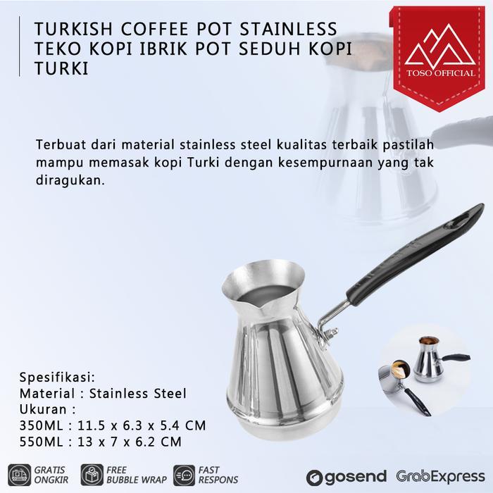 Gambar PREMIUM TURKISH COFFEE POT STAINLESS TEKO KOPI IBRIK POT SEDUH KOPI TURKI - 350ML dari Mystic Muse Zone undefined Tokopedia
