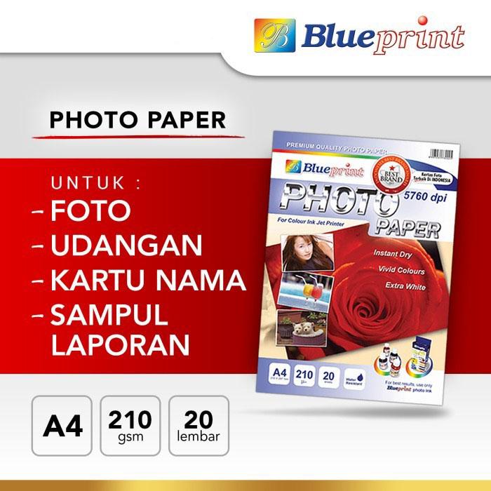 Gambar Blueprint Photo Paper (BP-GPA4190) - A4, 20 Sheet, 190 Gsm, Cast Coasting, Glossy, Water Resistant dari Dbestcompushop undefined Tokopedia