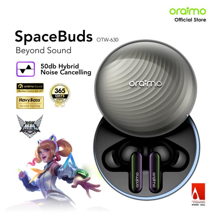 Gambar Oraimo TWS Bluetooth Headset v5.4 Spacebuds OTW-630 Hybrid Noise Cancelling ANC 40H Playtime Gaming Earbuds IP54 Waterproof asdf dari oraimo AudioLab undefined Tokopedia