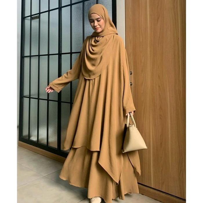 Gambar BAJU LESTI NAILA SET ROK KAFTAN TUNIK ala malaysia ABAYA CRINCKLE AIRFLOW / SET ROK KAFTAN TUNIK ABAYA CRINCKLE AIRFLOW KEKINIAN - Hijab+Tunik, Mustard dari NAILA GROSIR SOLO undefined Tokopedia