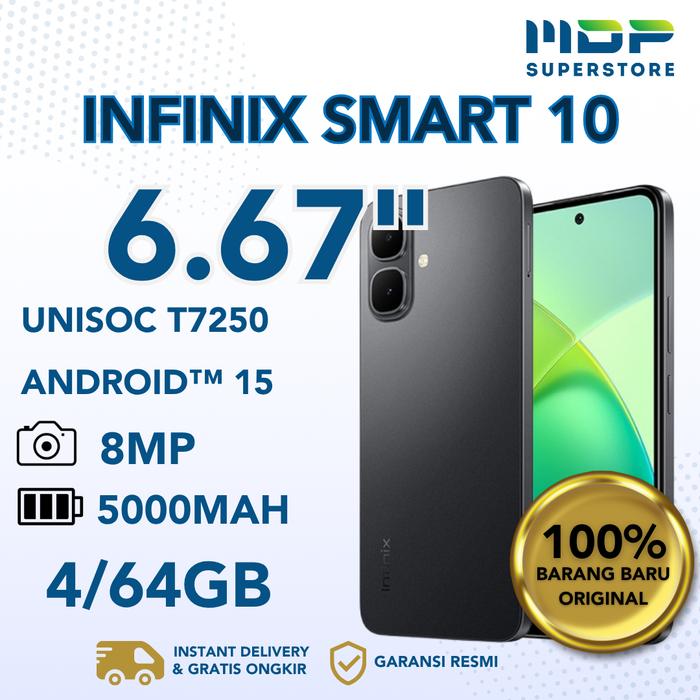 Gambar HANDPHONE INFINIX SMART 10 4/64GB - HP ANDROID INFINIX - BLACK dari mdpsuperstore Kota Palembang Tokopedia