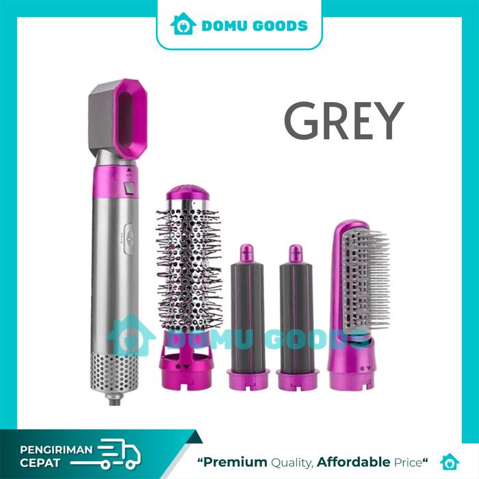 Gambar DOMU 5in1 Hair Styler / Alat Penata Rambut Serbaguna Sikat Udara Panas / Hair Dryer Sisir Blow Hairdryer Pengering Rambut 5in1 Hair Dryer/Styler/Sisir/Hair Blow - Grey dari Domu Goods undefined Tokopedia