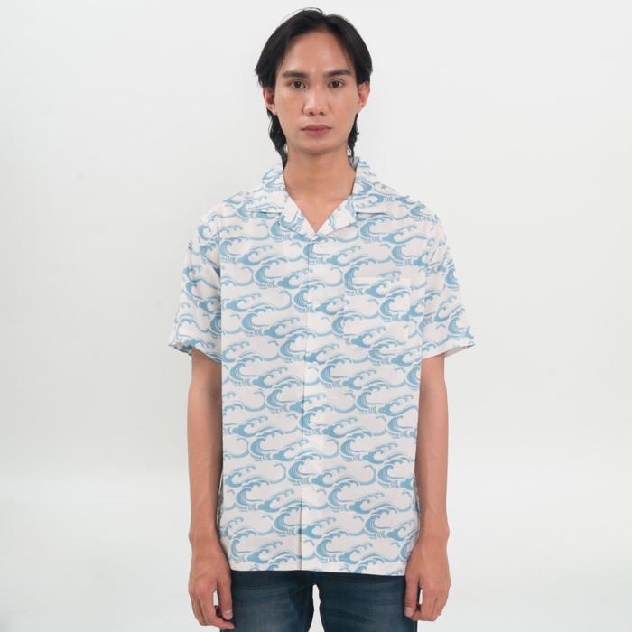 Gambar M231 Kemeja Pria TENCEL Printing Hawaii Pendek Putih 0898B dari lindbrendostore undefined Tokopedia