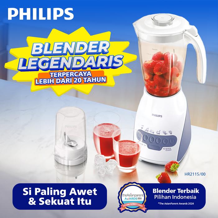 Gambar Philips Blender HR 2115/00 - Blender 2 liter - Blender terbaik  - Dry Mill - Blender bumbu philips - Blender jus - Blender Plastik Serbaguna - Blender Philips -  Lavender dari Philips Home Appliances undefined Tokopedia
