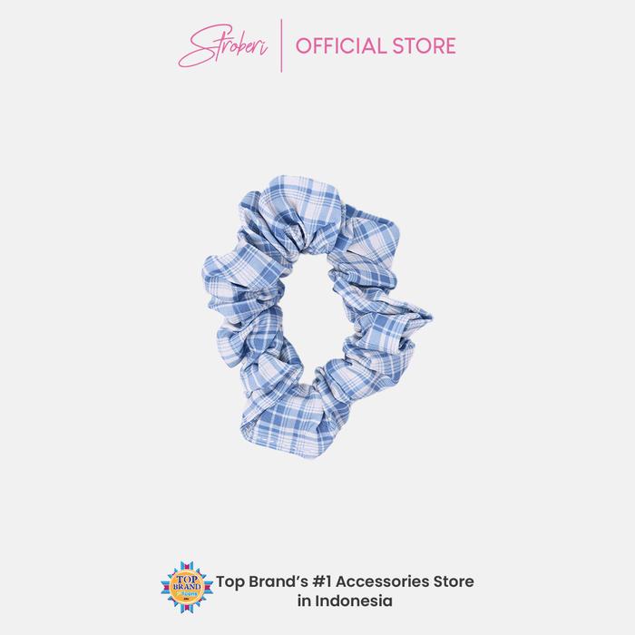 Gambar Stroberi Mini Scrunchie Motif -1 Hair Tie - Tartan Blue dari Stroberi Accessories undefined Tokopedia