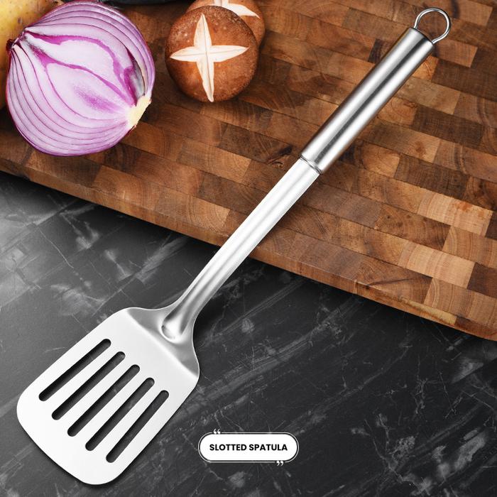 Gambar COSY Spatula Premium Stainless Steel Berbagai Varian / Alat Masak Dapur Stainless Anti Karat Multifungsi / Alat Masak Spatula Skimmer Sup / Centong Alat Masak Kualitas Bagus Kitchenware - Slotted Spatula dari COSY Homeware undefined Tokopedia