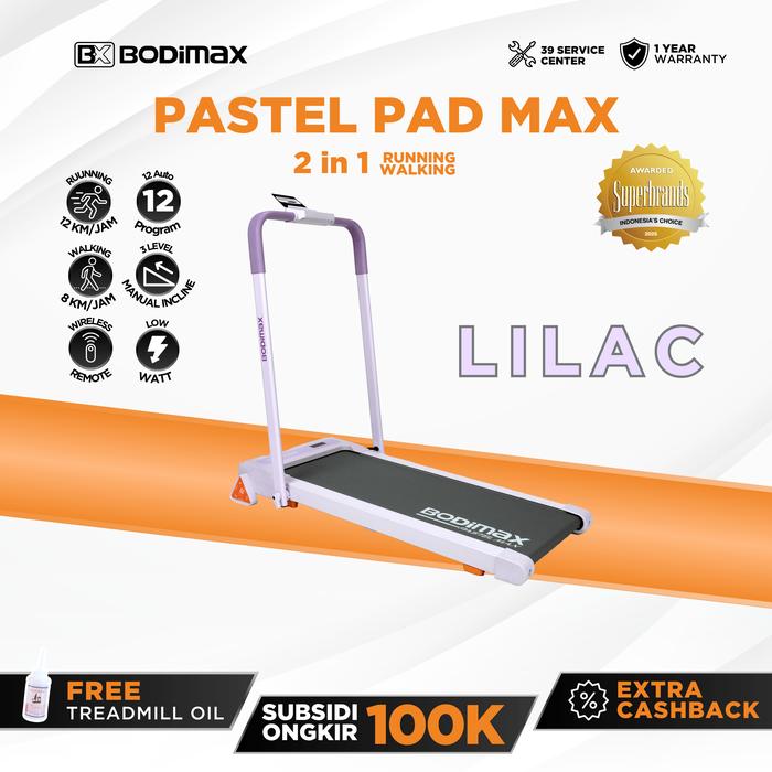 Gambar BODIMAX PASTEL MAX / Treadmill Running 12KM / Walking 8KM / Incline 3 Level - LILAC dari TOKEBI Official undefined Tokopedia