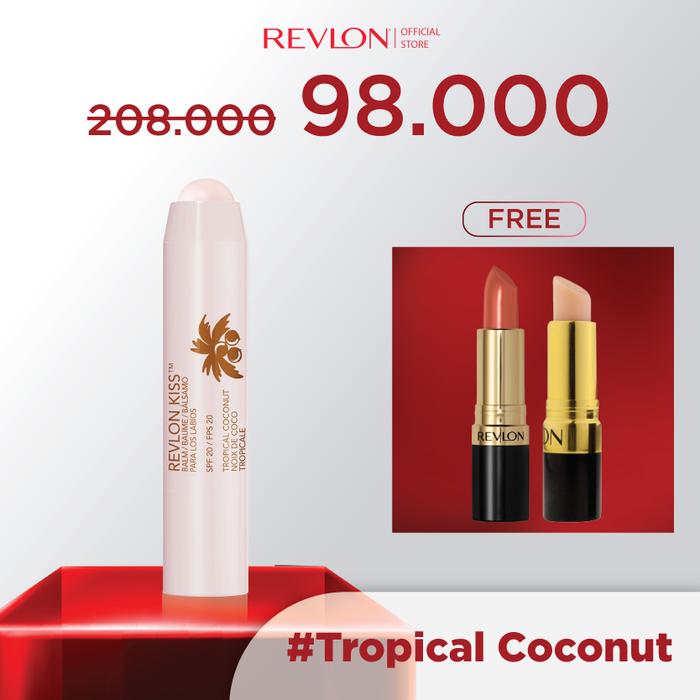 Gambar [Trilogy Lip Care] NEW Revlon Kiss balm FREE Lip Conditioner, Superlustrous Lipstick - Tropical Coconut dari Revlon Indonesia undefined Tokopedia