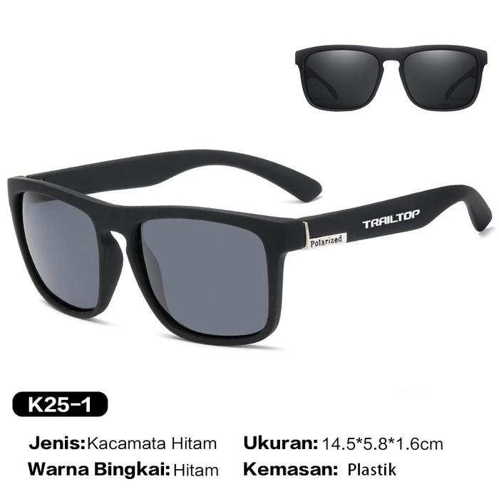 Gambar TrailTop Kacamata Hitam Pria Wanita Aviation HD Polarized UV400 Anti Silau Cahaya Matahari - Hitam dari TrailTop.indo undefined Tokopedia