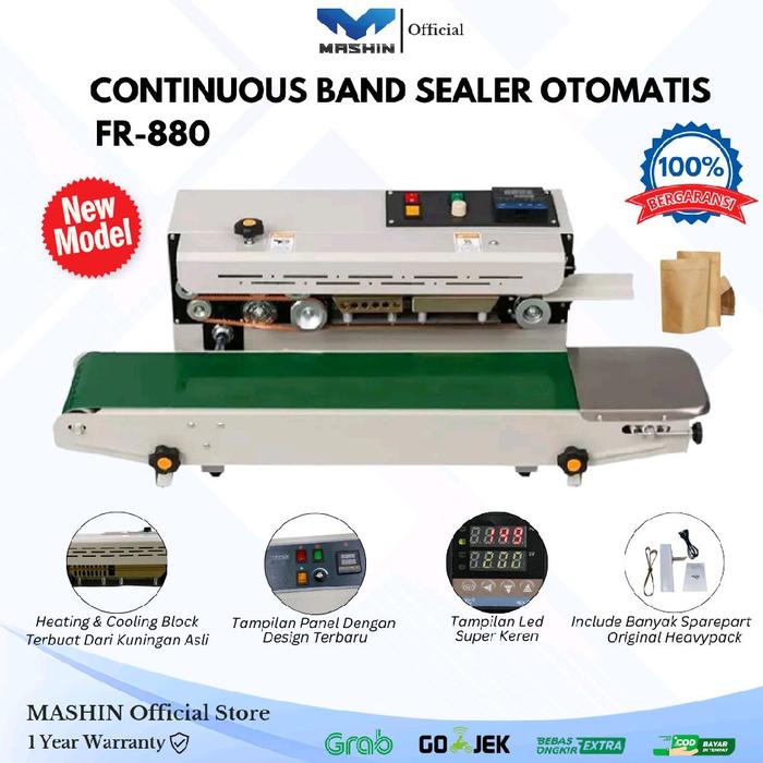Gambar Mashin - Mesin Continuous Band Sealer Vertikal Horizontal Multifungsi Plastik Segel Press - FR-880 Basic dari Mashin Store undefined Tokopedia