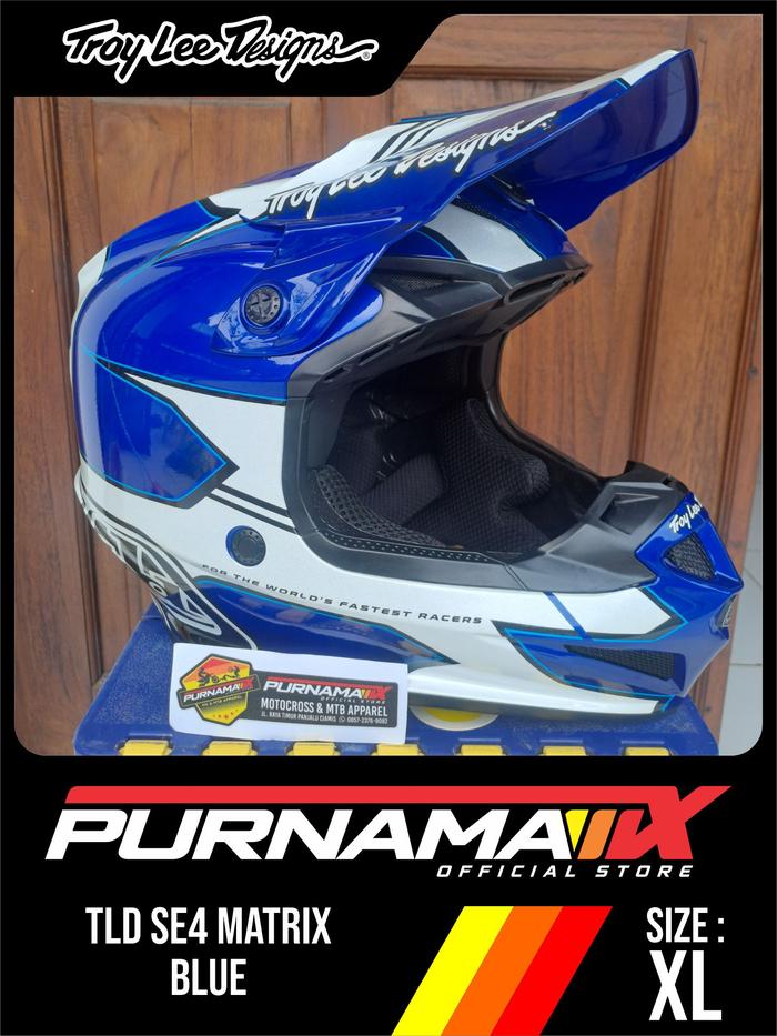 Gambar TLD HELMET SE4 MATRIX BLUE XL dari Purnama MX Shop undefined Tokopedia