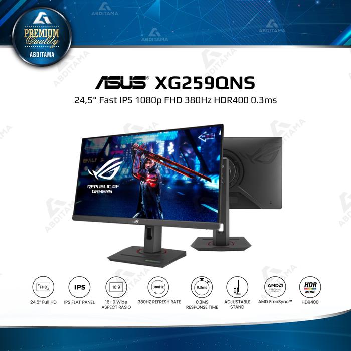 Gambar Monitor LED Gaming Asus ROG Strix XG259QNS 24.5 Inch Fast IPS 1080p FHD 380Hz (OC) 1ms GTG ( 0.3ms ) HDR ELMB FreeSync Premium AdaptiveSync Accurate Wider Color Palette 110% sRGB with E-Calibration report cocok dipasangkan dengan Laptop - XG259QNS, Seller dari Abditama Official undefined Tokopedia