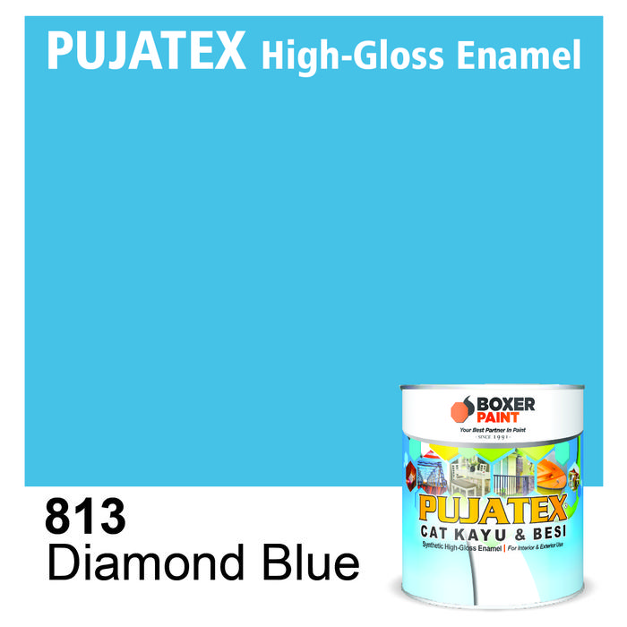 Gambar Cat Kayu & Besi Premium PUJATEX Synthetic High-Gloss Enamel (5 LT) Kaleng Paint - 813 Diamond Blue dari Boxer Paint Official Store undefined Tokopedia
