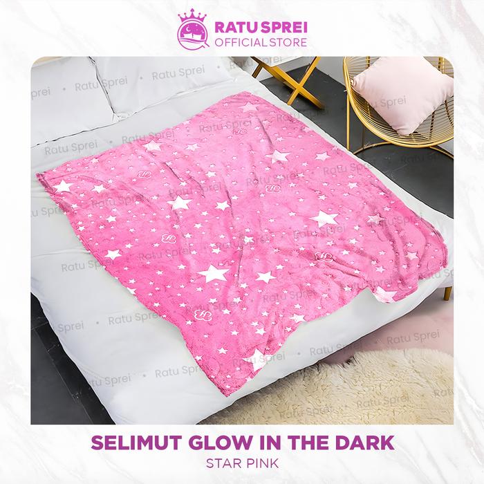 Gambar RATU - Selimut Neon Bulu Flanel Halus Lembut Glow In The Dark 150x200CM Kain Bulu Flanel - STARS PINK dari Ratu Sprei Indonesia undefined Tokopedia