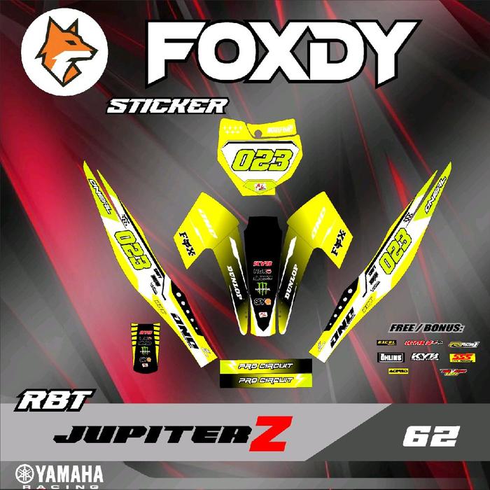 Gambar FOXDY Stiker RBT JUPITER Z SEMI FULL BODY MOTOR Racing Desain Detail Tahan Panas & Hujan Kualitas Tinggi MS F62 RBT - Motorcycle - kuning, DOFF dari Foxdy undefined Tokopedia