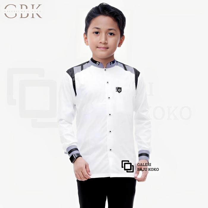 Gambar Atasan Anak Laki-Laki Baju Koko Anak Lengan Panjang Kombinasi Batik Umur 5 Tahun Sampai 14 Tahun - Putih, 5-6th dari Gebeka Clothes undefined Tokopedia