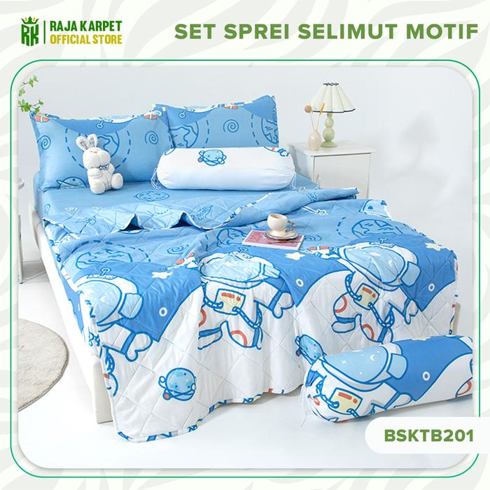 Gambar RAJA Set Bedcover Sprei Sarung Bantal Guling Motif Estetik Kain Microtex Set Sprei Selimut Sarguntal [2XX] - BSKTB201, 120X200CM dari Raja Karpet_NEW undefined Tokopedia