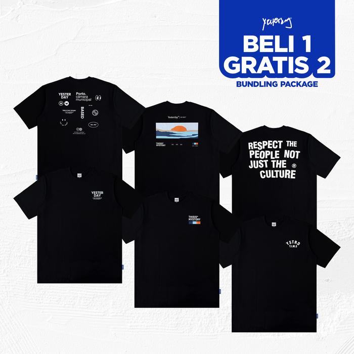 Gambar Yesterday [Buy 1 Get 3] – Baju Kaos Distro Pria Original 24s t shirt Pria Cowok Keren Hitam | State B | Sunset B | Respect B - M dari Yesterday957 undefined Tokopedia