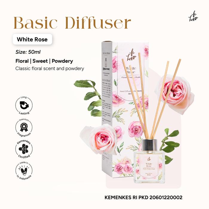 Gambar Le Havre - Basic Reed Diffuser 50ml - Pengharum Ruangan & Kamar Mandi Tahan Lama - White Rose dari Le Havre x Scent and Light undefined Tokopedia