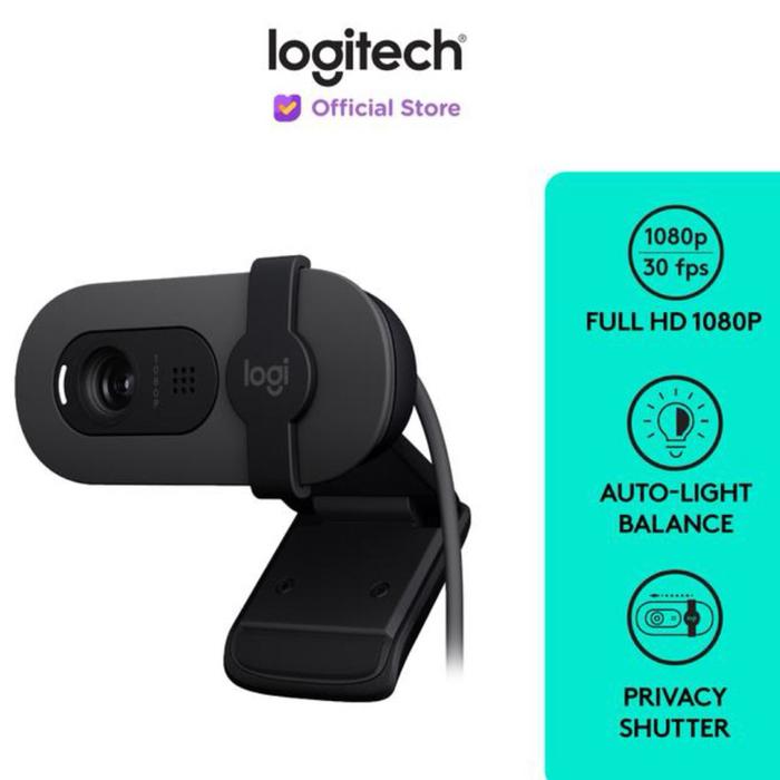 Gambar Logitech Brio 100 Webcam Full HD 1080p 30 fps with Built in mic microphone , Auto Light Balance Penyesuaian Cahaya Otomatis , Privacy Shutter , USB A Connection Kamera - Graphite dari Click & Go Tokopedia undefined Tokopedia