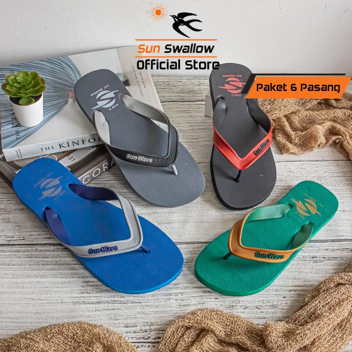 Gambar Paket 6 Pasang Sandal Jepit Karet Pria Sendal Sun Swallow Kuta Series dari Sun Swallow Sandals undefined Tokopedia