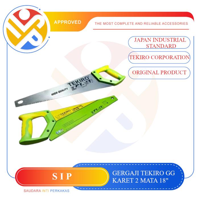 Gambar TEKIRO Gergaji Kayu Gagang TPR 18" 2 Mata / Gergaji Tangan 18 Inch dari Saudara Inti Perkakas undefined Tokopedia