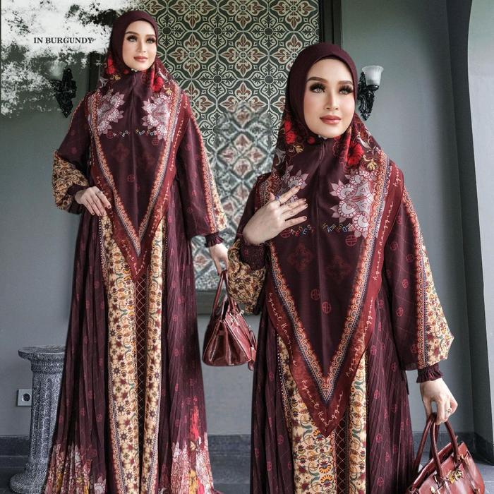 Gambar Habitas set gamis motif by zachya - A set Khimar, Allsize dari Zachya Boutique undefined Tokopedia